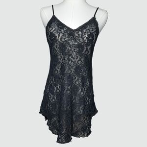 Vintage 90s Black Lace Spaghetti Strap Lingerie Slip Dress